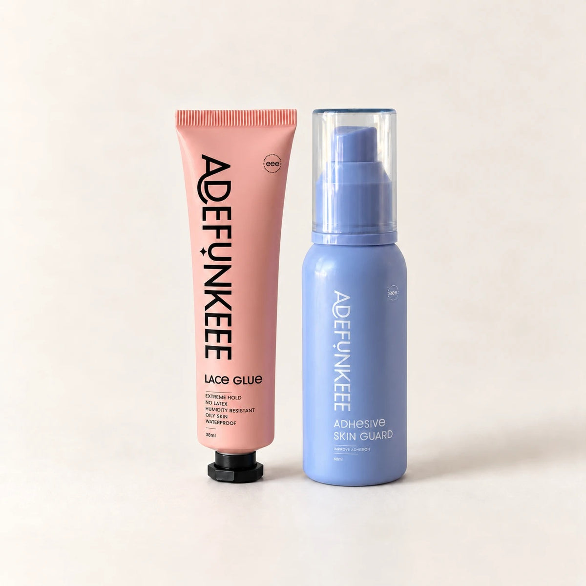 Secure & Protect Duo: Lace Adhesive Glue 38 ml tube beside the Adhesive Skin Guard bottle